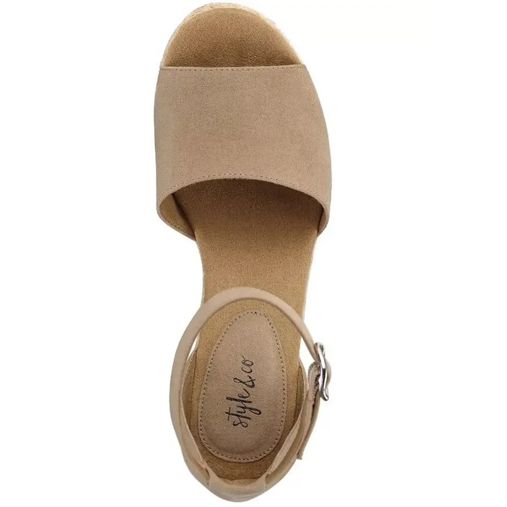 Style & Co. Women's Seleeney Wedge Sandals Light Taupe Size 10 M
